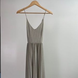Anthropologie Elevenses Metallic Pleated Dress